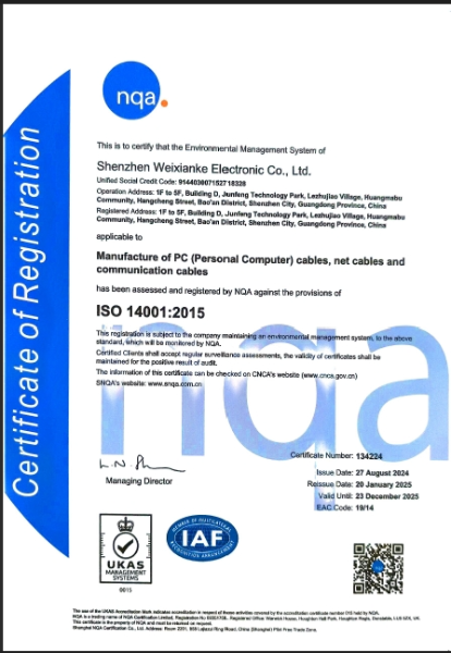 ISO14001 Environment Management System Certificate