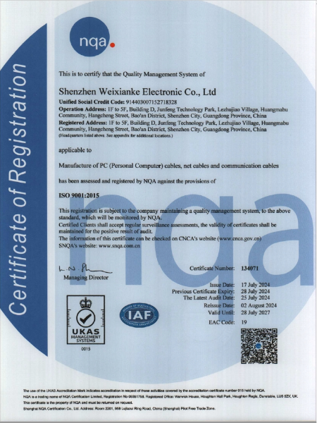 ISO9001 Quality System Certificate